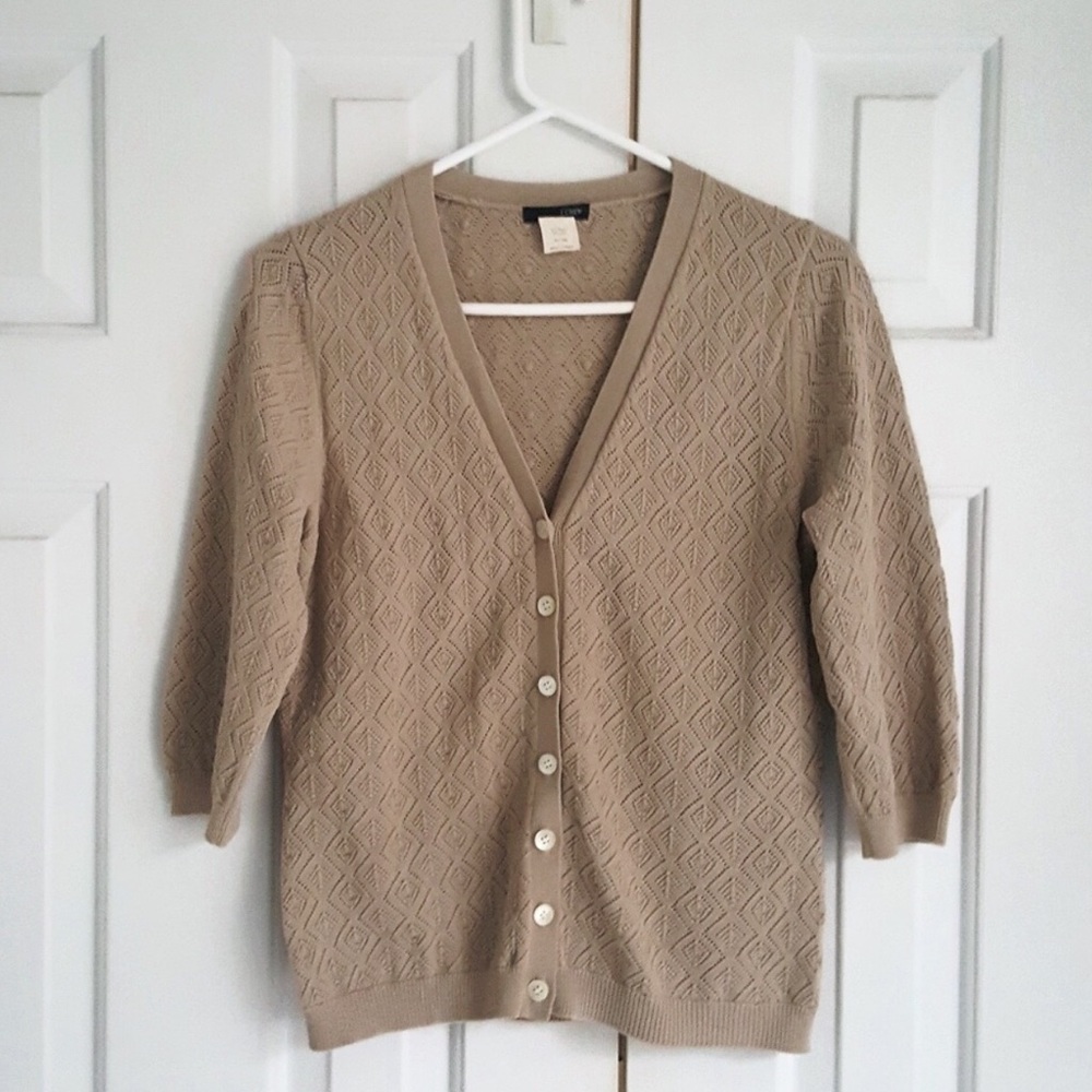 J.Crew | Beige Diamond-pattern Cardigan